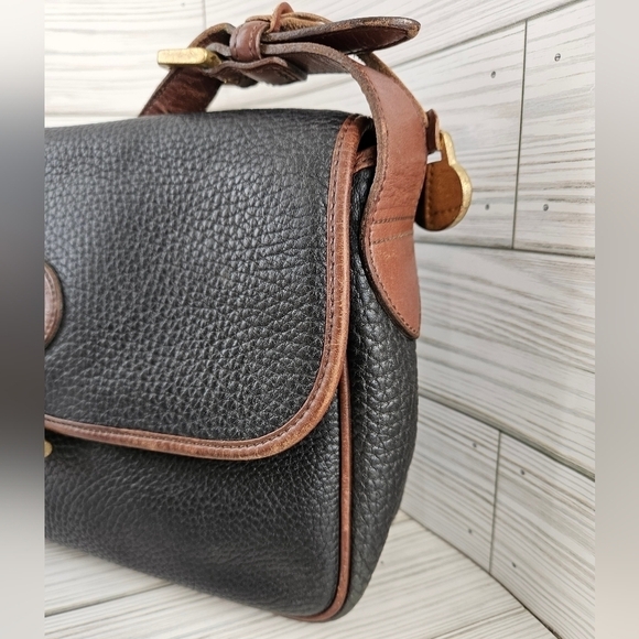 Dooney & Bourke Vintage All Weather Leather Toggle Satchel Saddle Bag in Black - Picture 4 of 17